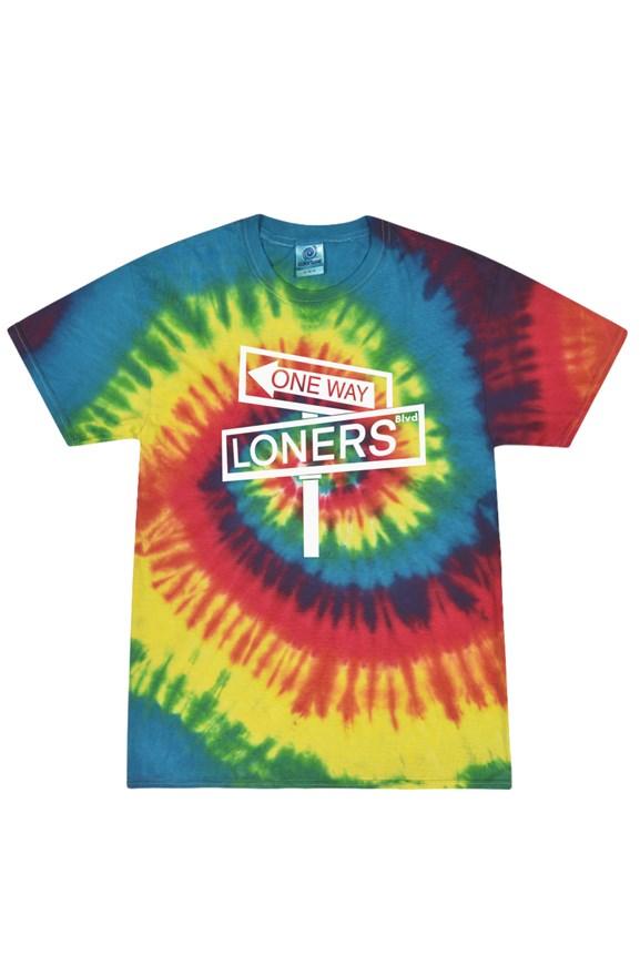 "Loner's Blvd" Tie Dye Reactive Rainbow Adult Tee